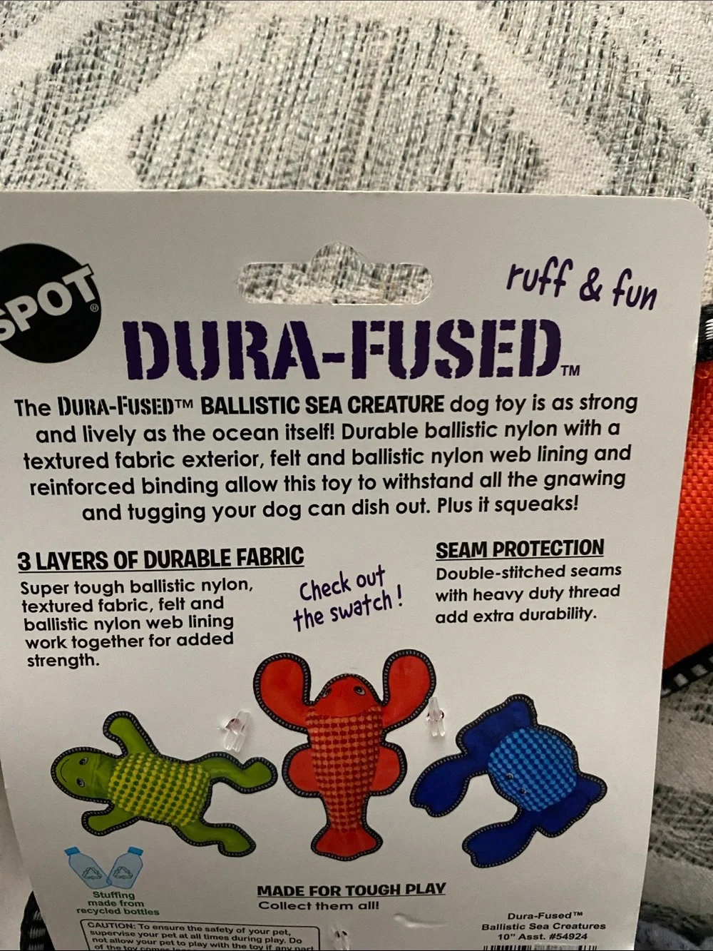 Dura-Fused Ballistic Orange Lobster Dog Toy